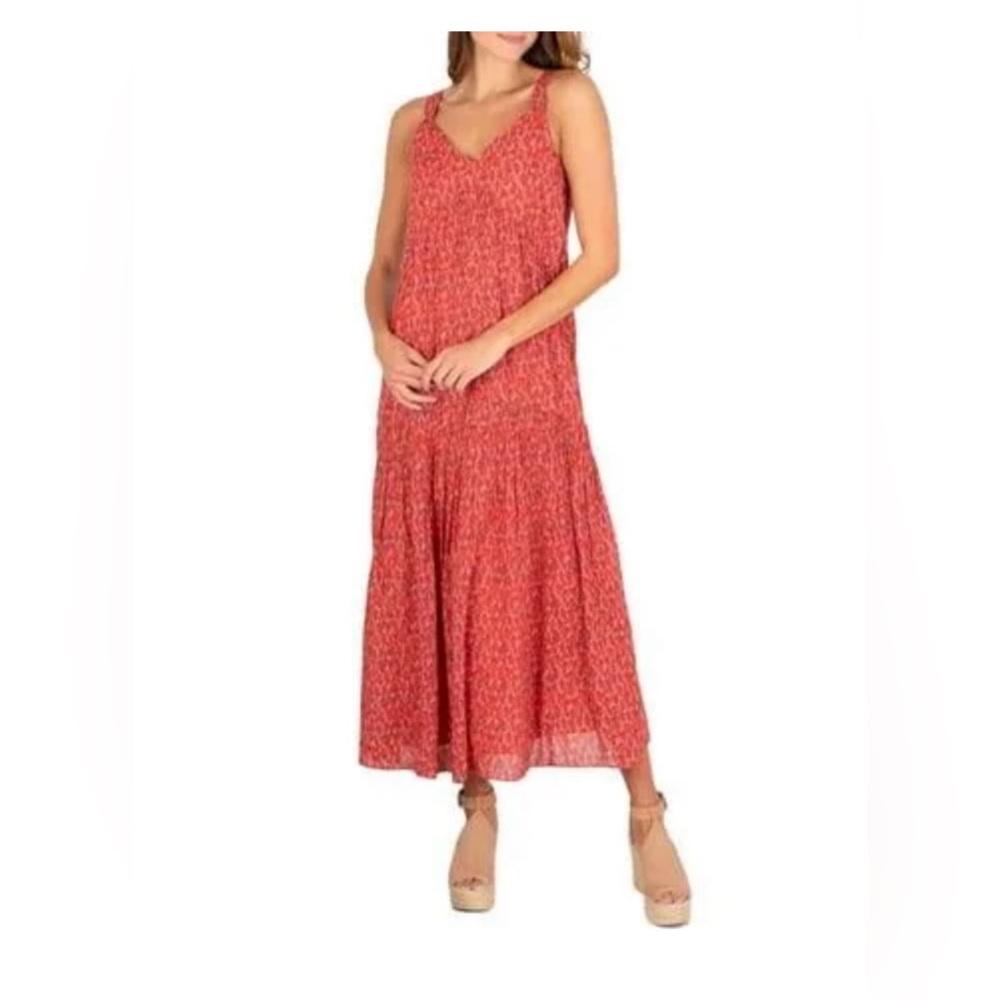 Sale🎉Joie Red and Pink Patterned Tiered Maxi Sundress